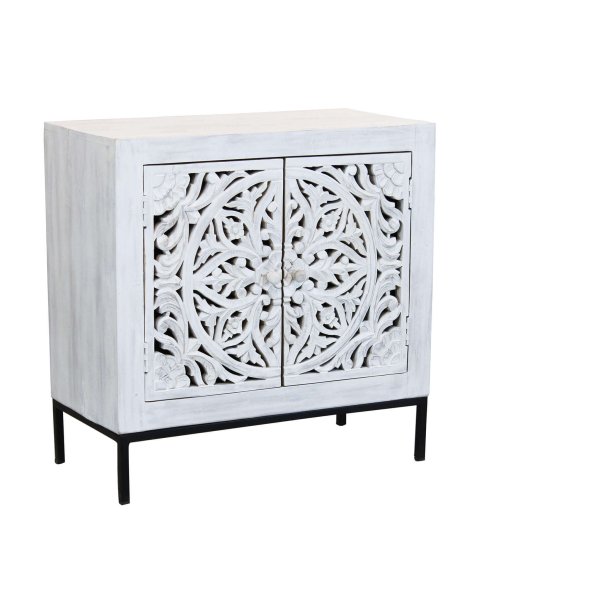 Cassettiera con decoro 2 ante in Legno Metallo cm 80x40x80 - KONNOR