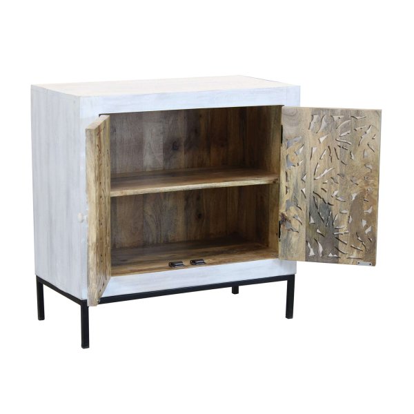 Alternative view of Cassettiera con decoro 2 ante in Legno Metallo cm 80x40x80 - KONNOR