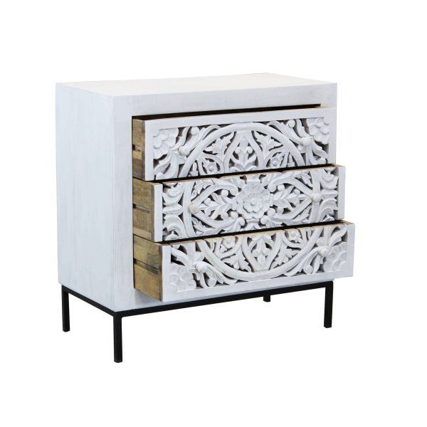 Alternative view of Cassettiera con decoro 3 cassetti in Legno Metallo cm 80x40x80 - KONNOR