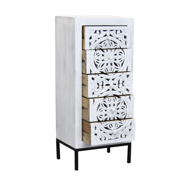 Alternative view of Cassettiera con decoro 5 cassetti in Legno Metallo cm 45x35x105 - KONNOR