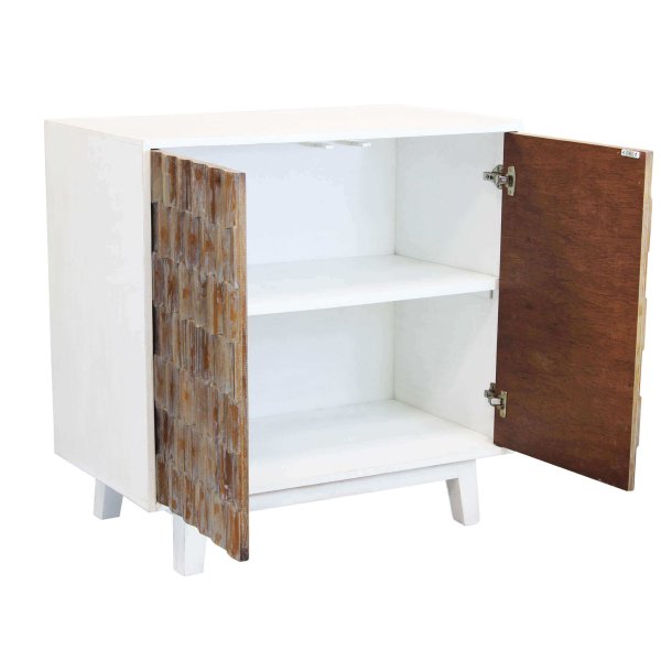 Alternative view of Madia a due ante con decoro in Legno cm 90x50x89 - ART