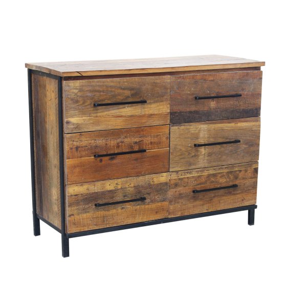 Cassettiera Moderna con sei cassetti in Legno Metallo cm 110x45x86 - DARWIN