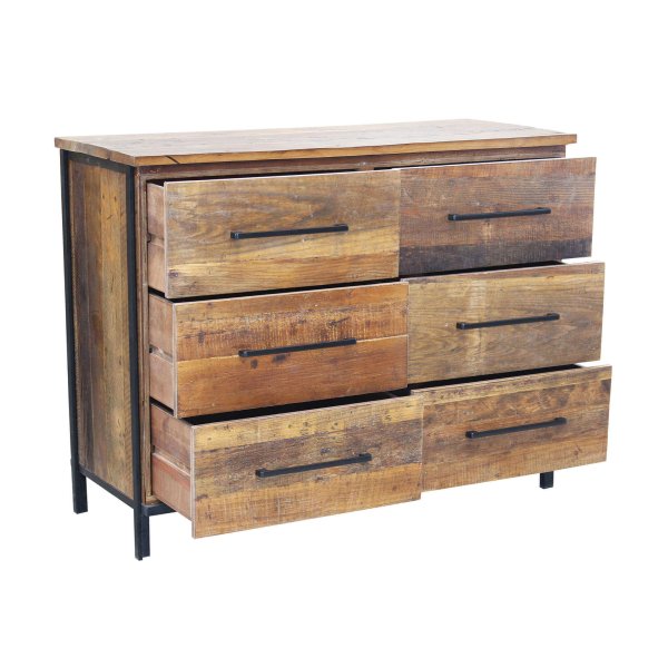 Alternative view of Cassettiera Moderna con sei cassetti in Legno Metallo cm 110x45x86 - DARWIN
