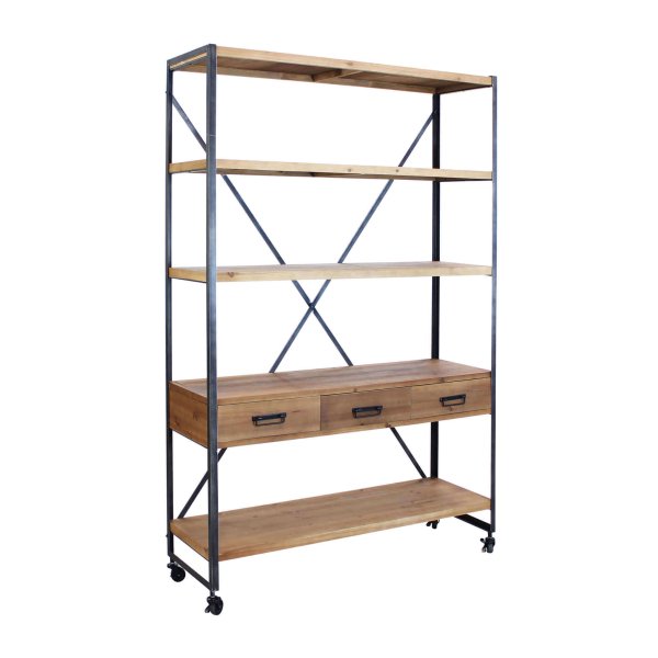 Libreria Industrial in Legno Metallo cm 114 3x46 5x136 - COLIN