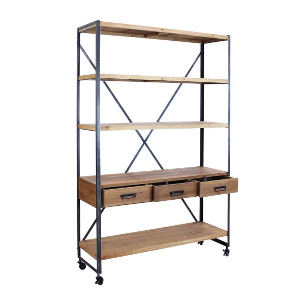 Alternative view of Libreria Industrial in Legno Metallo cm 114 3x46 5x136 - COLIN