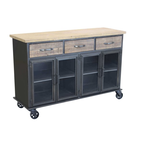 Madia Industrial in Acciaio Legno cm 122x41 6x80 5 - THOMAS