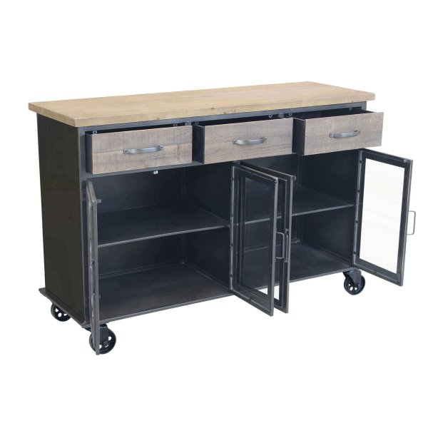 Alternative view of Madia Industrial in Acciaio Legno cm 122x41 6x80 5 - THOMAS