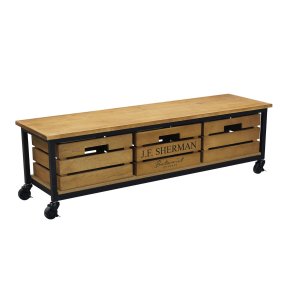 Porta tv Industrial in Acciaio Legno cm 110x30x33 - BILL