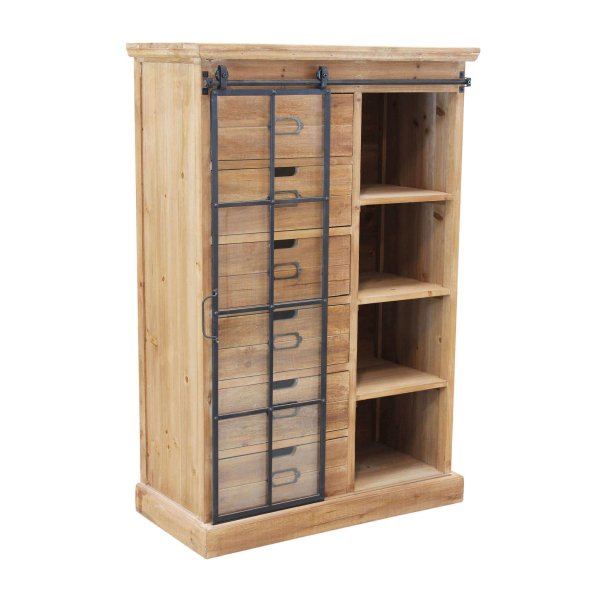 Alternative view of Cassettiera con anta scorrevole in Legno Metallo cm 82x39 5x123 - BRENNAN
