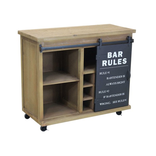 Alternative view of Madia Industrial con Portabottiglie in Acciaio Legno cm 88x41x74 5 - REED