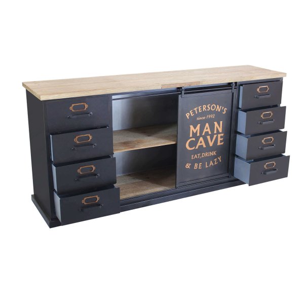 Alternative view of Madia Industrial in Acciaio Legno cm 164 5x40x74 5 - QUINTON