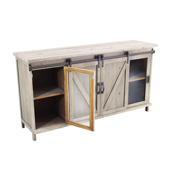 Alternative view of Madia per soggiorno Industrial in Acciaio Legno cm 142x41x76 - SHERLOCK