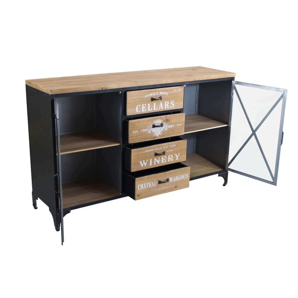 Alternative view of Madia per soggiorno Industrial in Legno Metallo cm 128x38x79 - GUS
