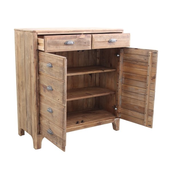 Alternative view of Cassettiera con 10 cassetti in Pino riciclato cm 105x48x113 - PINE