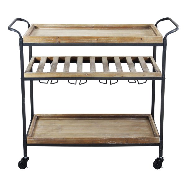 Alternative view of Carrello Portavivande con ruote in Metallo Legno cm 88x43x77 - HERBIE