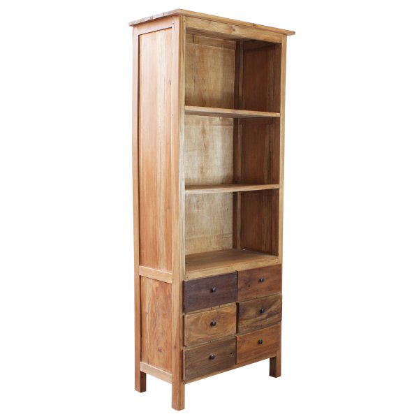Libreria in legno 3 ripiani 6 cassetti - CHARYBDIS