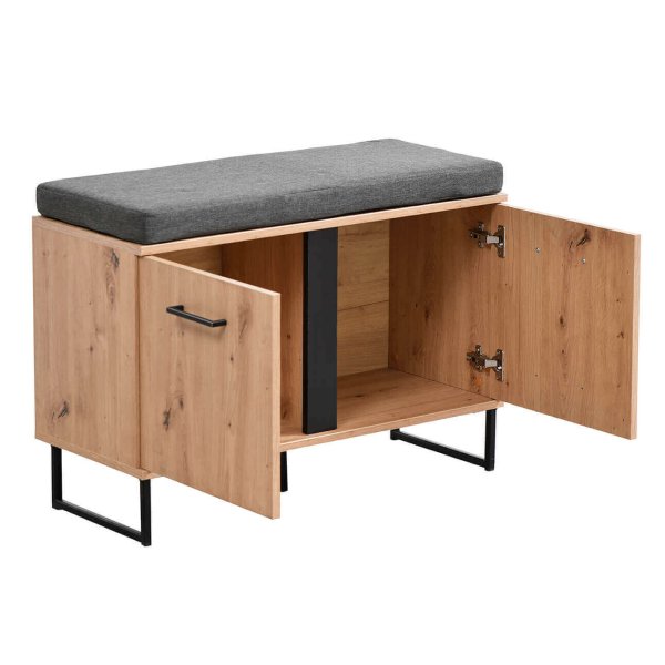 Alternative view of armadietto per ingresso con cuscino cm 84 5 x 35 x 54 5 h - ZENWOOD