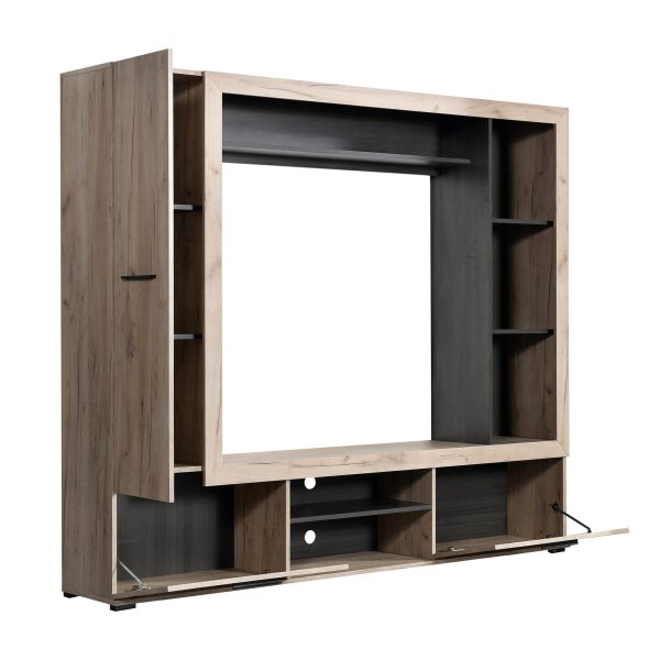Alternative view of parete attrezzata porta tv con armadio moderna minimal in legno cm 195 6x35 2x169 6 h - CALLE