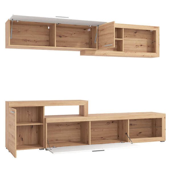 Alternative view of parete attrezzara quattro ante moderna minimal in legno cm 248 5 x 41 5 x 201 h - BUDDY