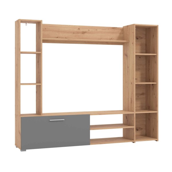 parete attrezzata soggiorno un anta moderna minimal in legno cm 185 5 x 35 x 155 5 h - KRASTY