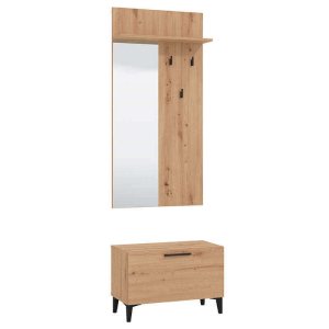 set mobile ingresso appendiabiti con specchio e contenitore cm 67,4 x 34,8 x 200 h - WALLWAND