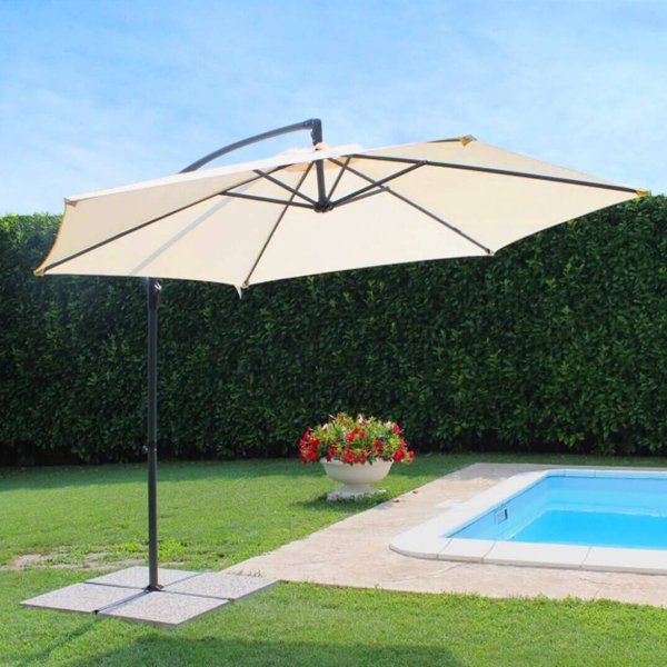 Alternative view of Ombrellone da Giardino Rotondo 3 decentrato in acciaio - NILO
