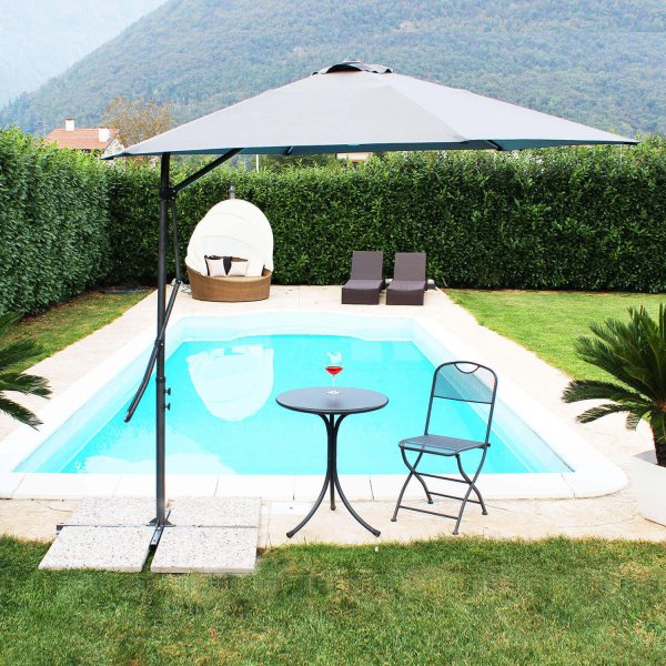 Alternative view of Ombrellone da Giardino Rotondo 3 decentrato in acciaio - MUSON