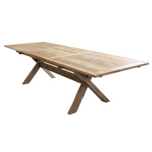 Tavolo da Giardino Rettangolare Allungabile in Teak 220/300x100 - KORONIS