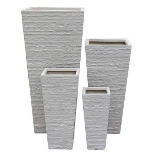 Set di 4 vasi da Giardino in Fibra di argilla cm 42x42x88 - MAXIMILIAN