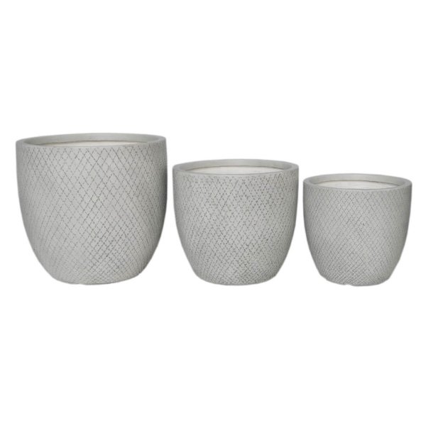 Alternative view of Set di 3 vasi in Fibra di argilla cm 45x45x44 - EARL