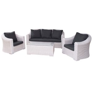 Salotto da Giardino con cuscini 4 posti in Wicker,Alluminio - GOODWIN
