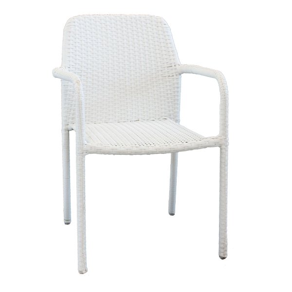 Poltrona da Giardino in Wicker,Acciaio cm 55x59,5x84 - AXEL - Bianco