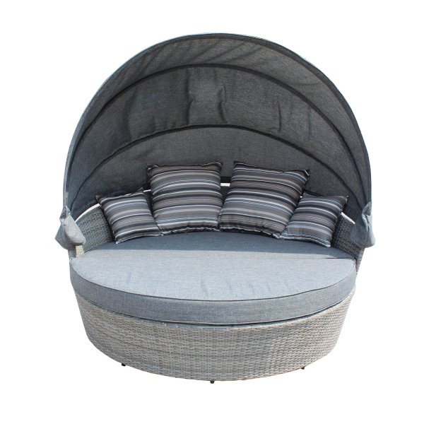 Divano Rotondo da esterno con cuscini in Wicker Alluminio cm 180x180x80 - LYNTON