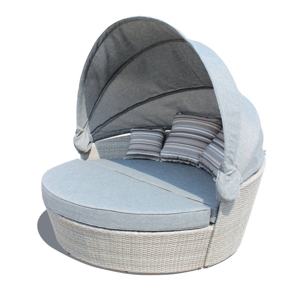 Alternative view of Divano Rotondo da esterno con cuscini in Wicker Alluminio cm 180x180x80 - LYNTON