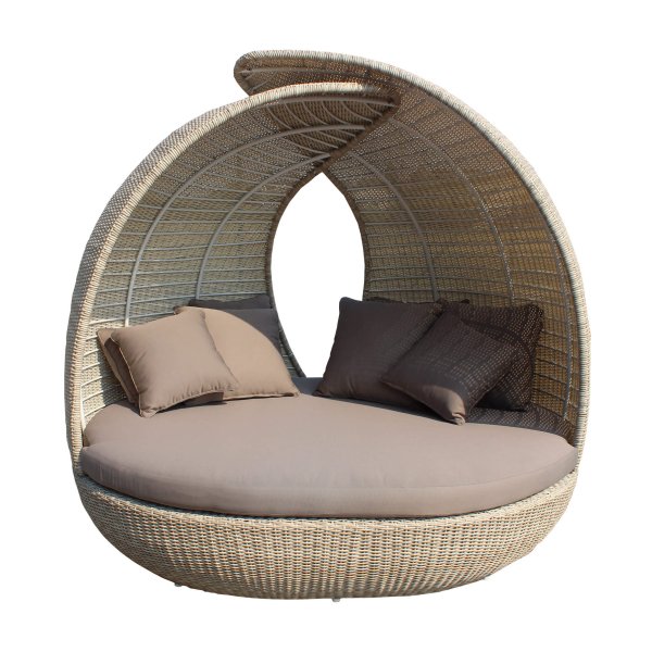 Divano Rotondo da esterno con cuscini in Wicker Alluminio cm 210x180x192 - DOMINIC
