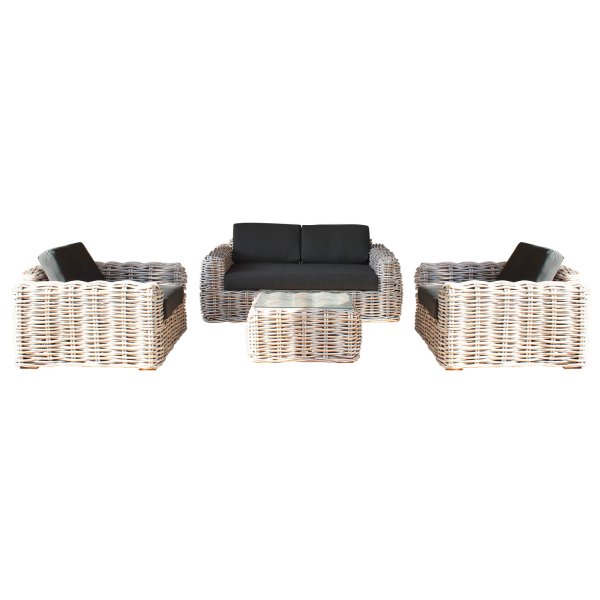 Salotto da Giardino con cuscini 4 posti in Rattan naturale - OSBOURNE