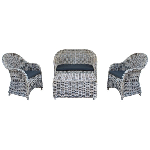 Salotto da Giardino con cuscini 4 posti in Rattan naturale - HARMON
