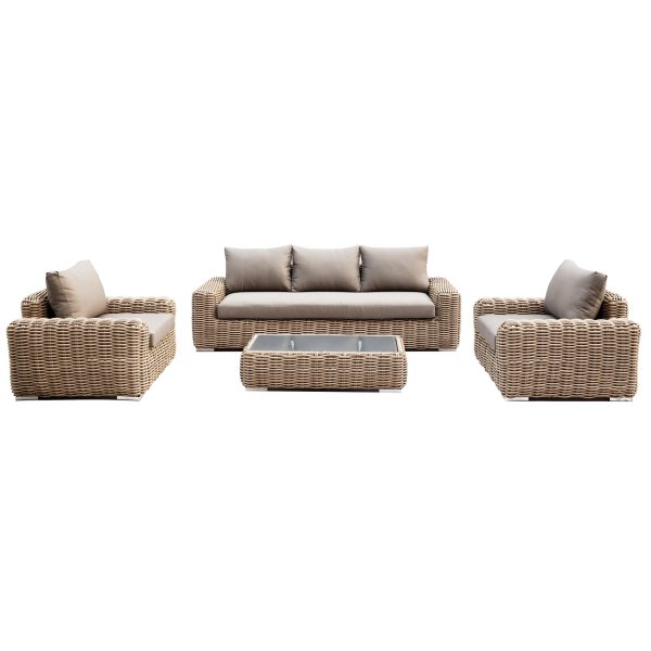 Salotto da Giardino 5 posti con Tavolino in Alluminio Wicker - RALPHIE