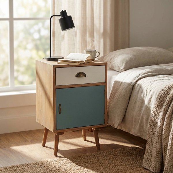 Mobiletto 1 anta 1 cassetto in Legno cm 40x36 5x46 - LUCAS