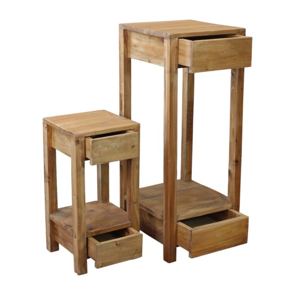 Alternative view of Porta vasi coppia in legno rustico - ARESIA