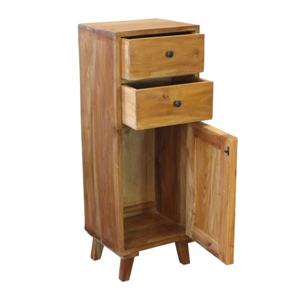 Alternative view of Mobiletto in legno rustico 1 anta 2 cassetti - ATTIS