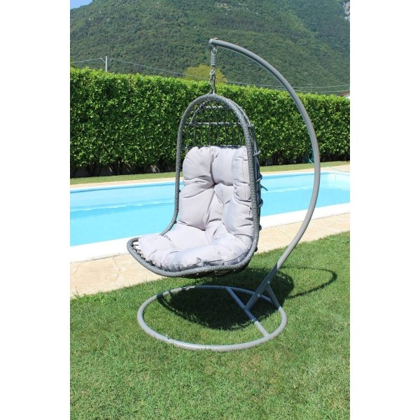 Alternative view of Poltrona Sospesa da Giardino in Wicker Acciaio - ATENEA