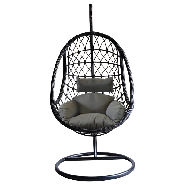 Poltrona Sospesa con corda intrecciata - JASMINE - Nero