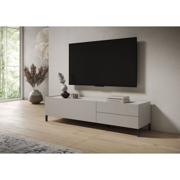 Alternative view of Porta TV 1 ribalta/2 cassetti 160x42x40 cm cashmere - SOLARIA