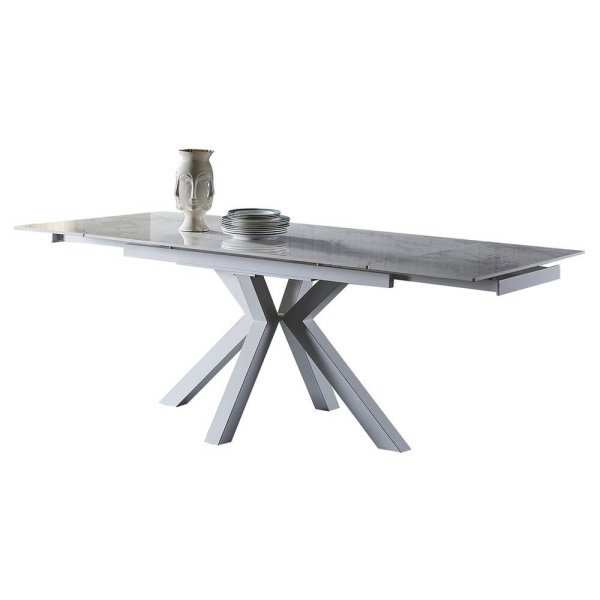 Tavolo da pranzo allungabile in gres e acciaio 140/210 - MAREON