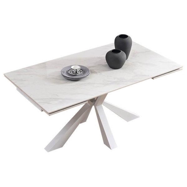 Tavolo da pranzo allungabile in gres e acciaio 160/240 - MAREON