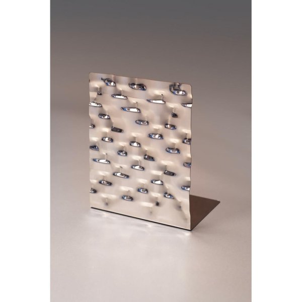 Alternative view of Fermalibro in acciaio lucidato ed effetto bark - MIROIR