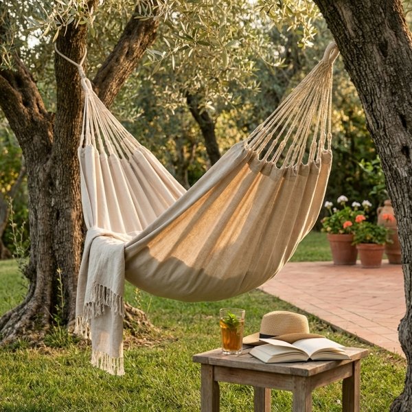 Amaca da giardino in cotone 200x100 cm portata 120 kg - FALENVIA