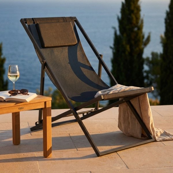 Sdraio pieghevole da giardino in textilene con struttura in metallo 97 x 52 x 76 h cm - LEX
