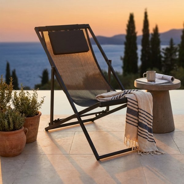 Sdraio pieghevole da giardino in textilene con struttura in metallo 97 x 52 x 76 h cm - LEX